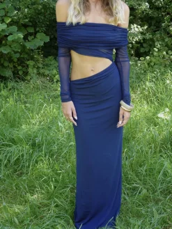 Design By Si Delora maxikjole - Navy Discount