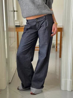 Design By Si Demi jeans med opsmøg - Mørk denim New
