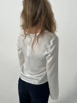 Design By Si Denisi satinbluse - Hvid Clearance
