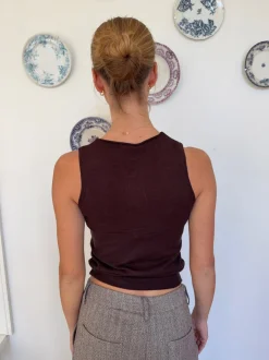 Design By Si Dilly top med knapper - Brun Online