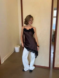Design By Si Dixie kjole med blonder - Brun/sort