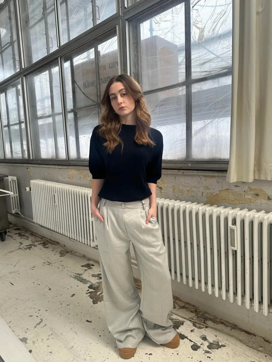 Design By Si Donna oversized glimmer bukser - Lysegrå Hot