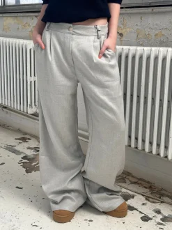 Design By Si Donna oversized glimmer bukser - Lysegrå Hot