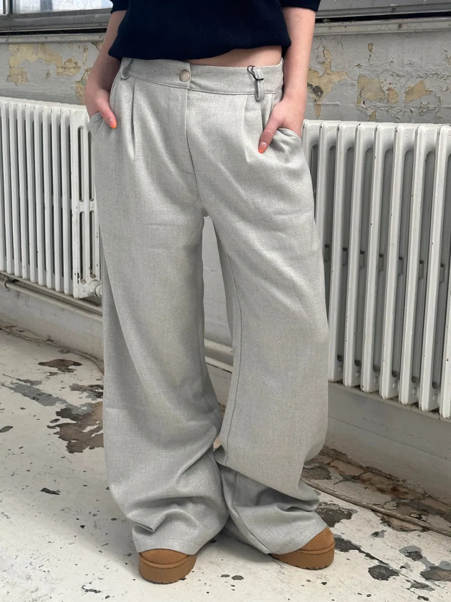 Design By Si Donna oversized glimmer bukser - Lysegrå Hot