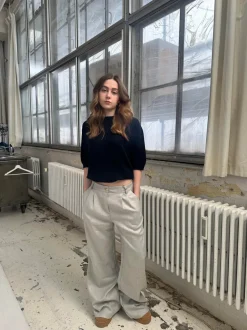 Design By Si Donna oversized glimmer bukser - Lysegrå Hot