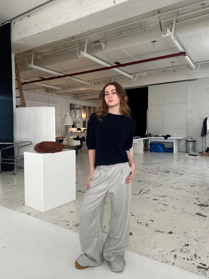 Design By Si Donna oversized glimmer bukser - Lysegrå Hot