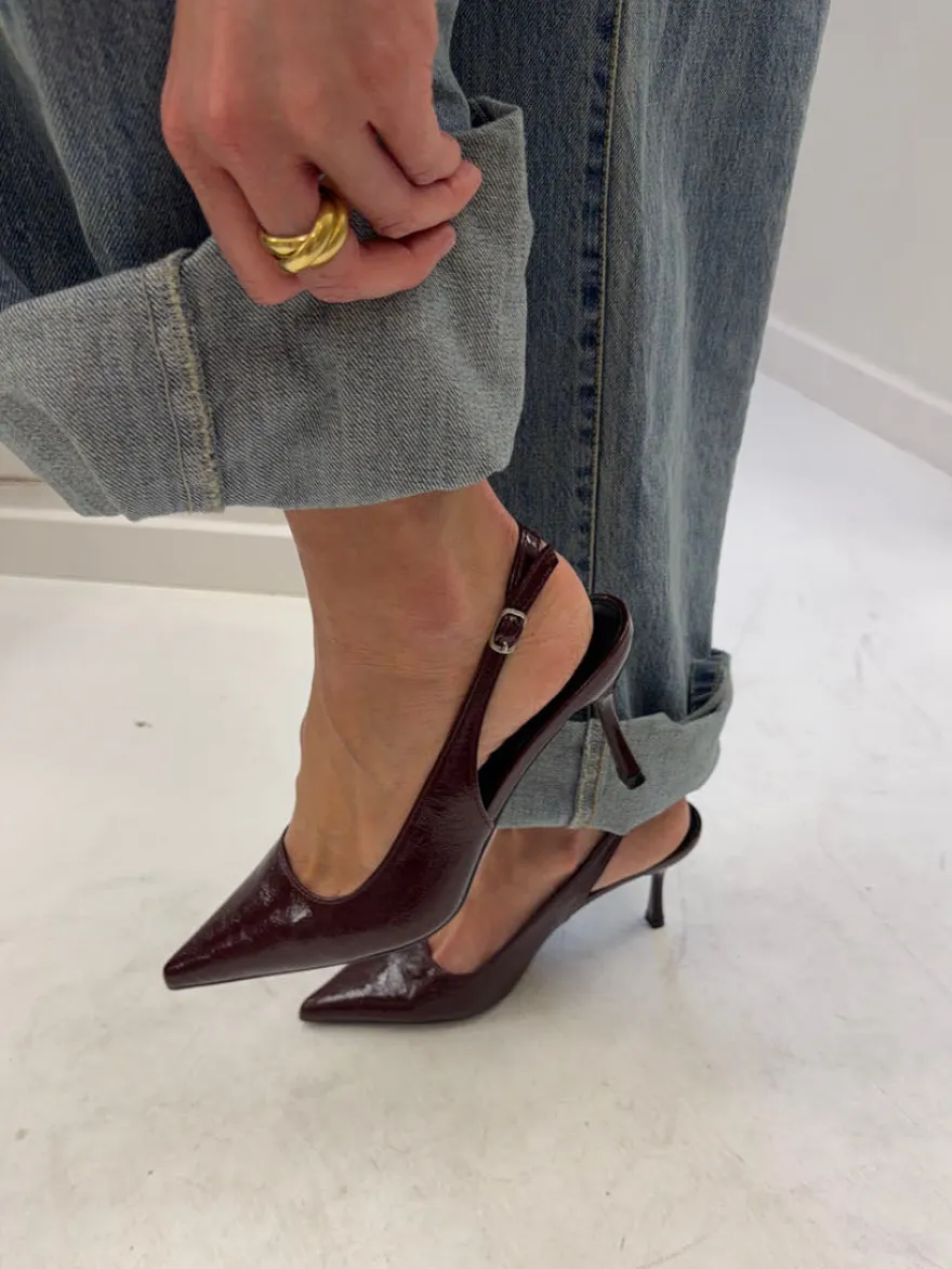 Design By Si Donnatella slingback hæle - Mørkerød Clearance