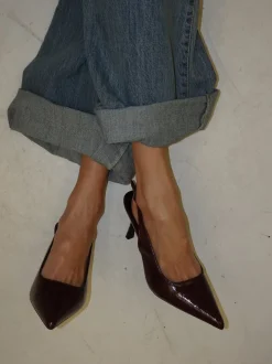 Design By Si Donnatella slingback hæle - Mørkerød Clearance