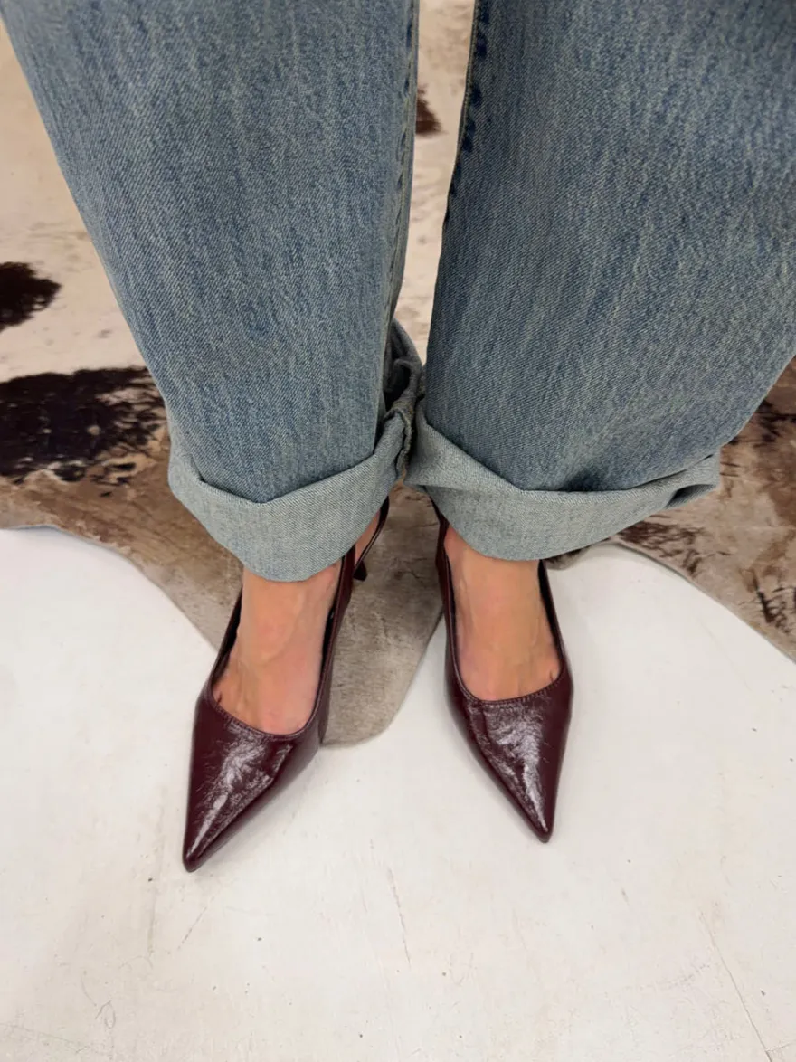 Design By Si Donnatella slingback hæle - Mørkerød Clearance