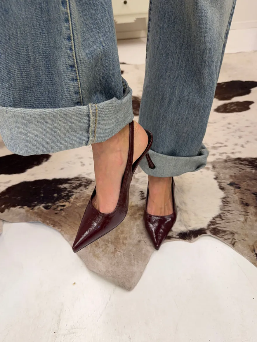 Design By Si Donnatella slingback hæle - Mørkerød Clearance
