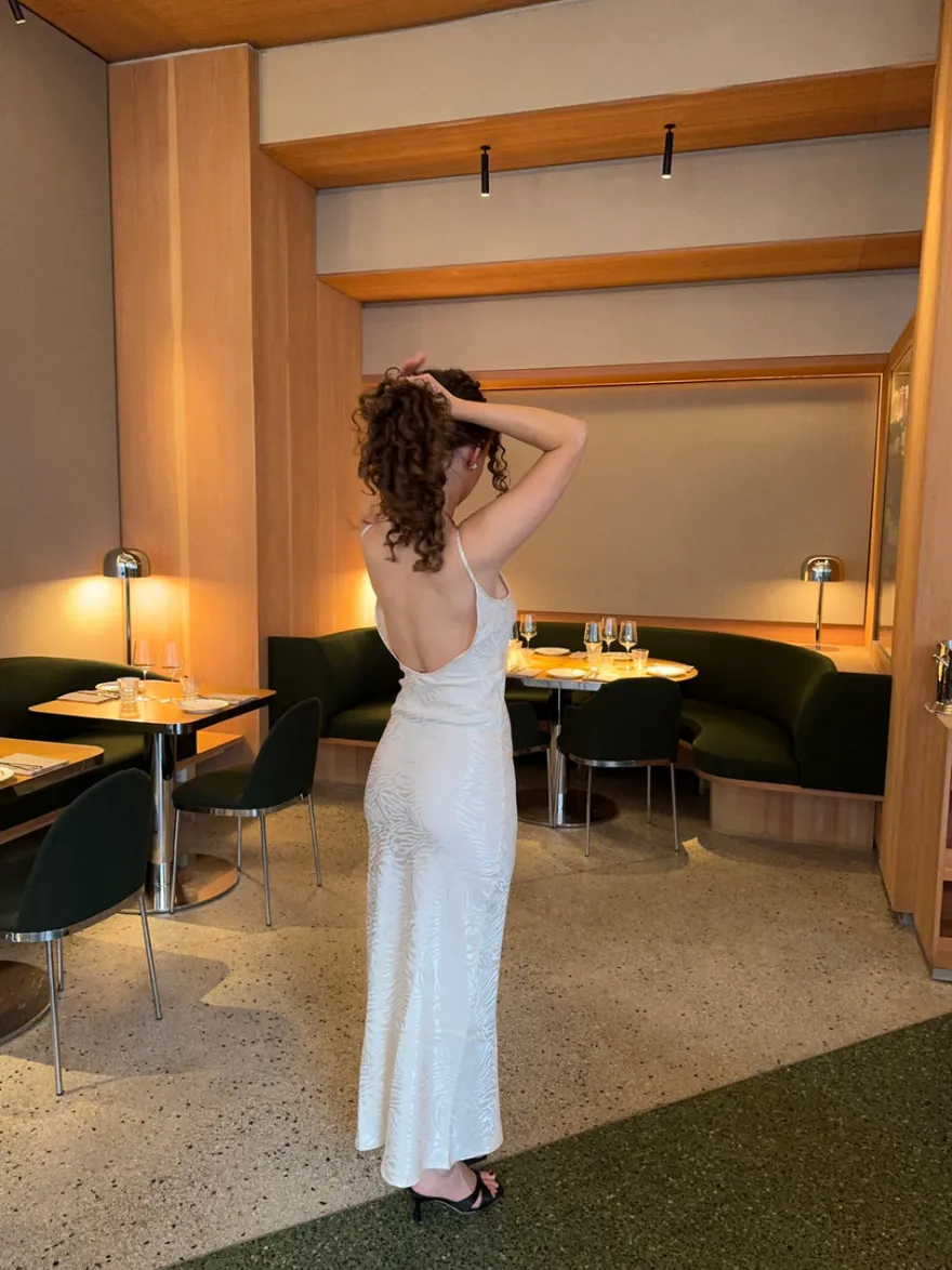 Design By Si Donnia maxikjole i silke - Off white Clearance