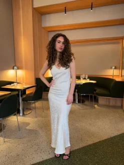 Design By Si Donnia maxikjole i silke - Off white Clearance