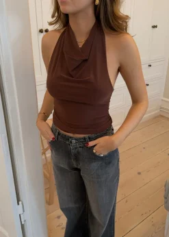 Design By Si Dora halterneck top - Brun Outlet