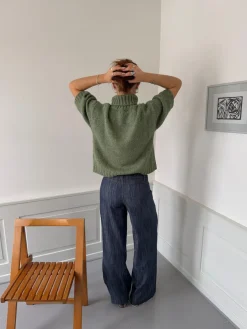 Design By Si Dubleo striktrøje med korte ærmer - Grøn Clearance