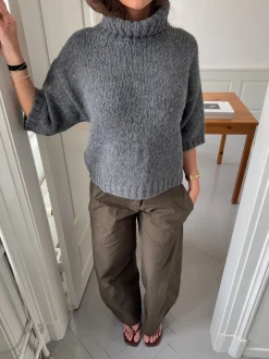 Design By Si Dubleo striktrøje med korteærmer - Grå Hot