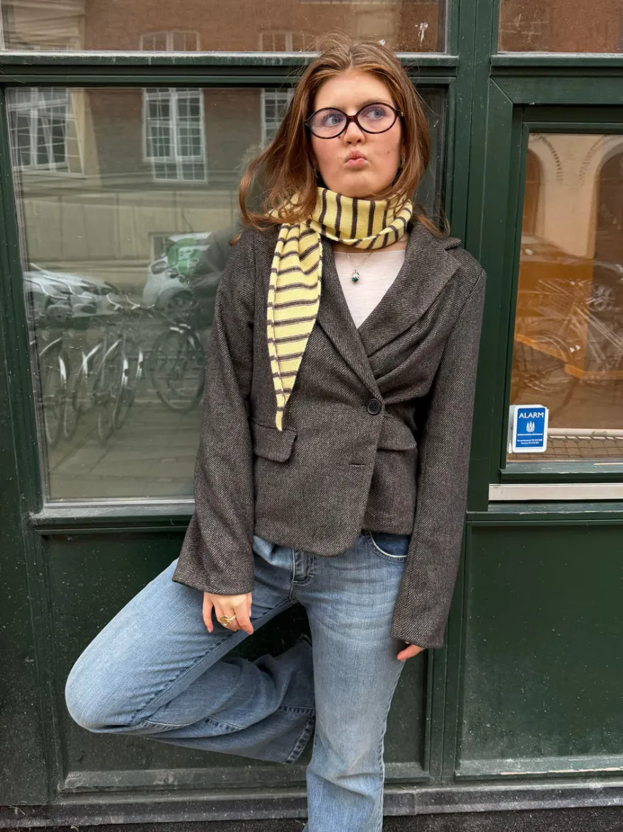 Design By Si Dumela tørklæde med striber - Gul/brun Clearance