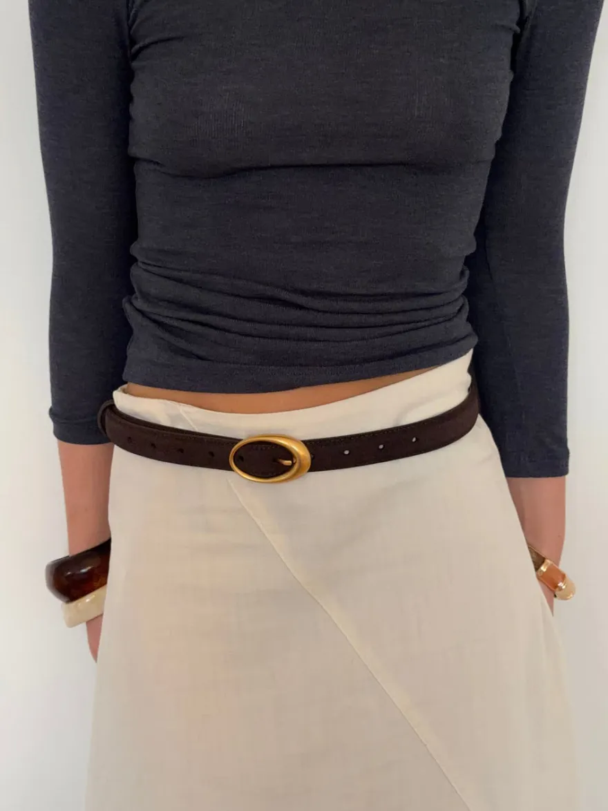 Design By Si Earth bælte - Mørkebrun/guld Clearance