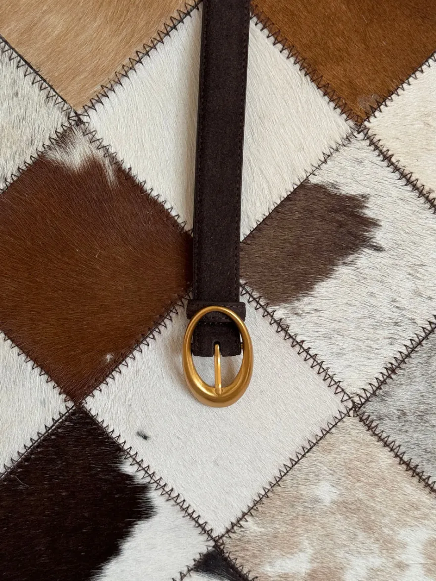 Design By Si Earth bælte - Mørkebrun/guld Clearance
