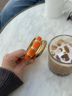 Design By Si Ebony armbånd med striber - Orange/guld Discount