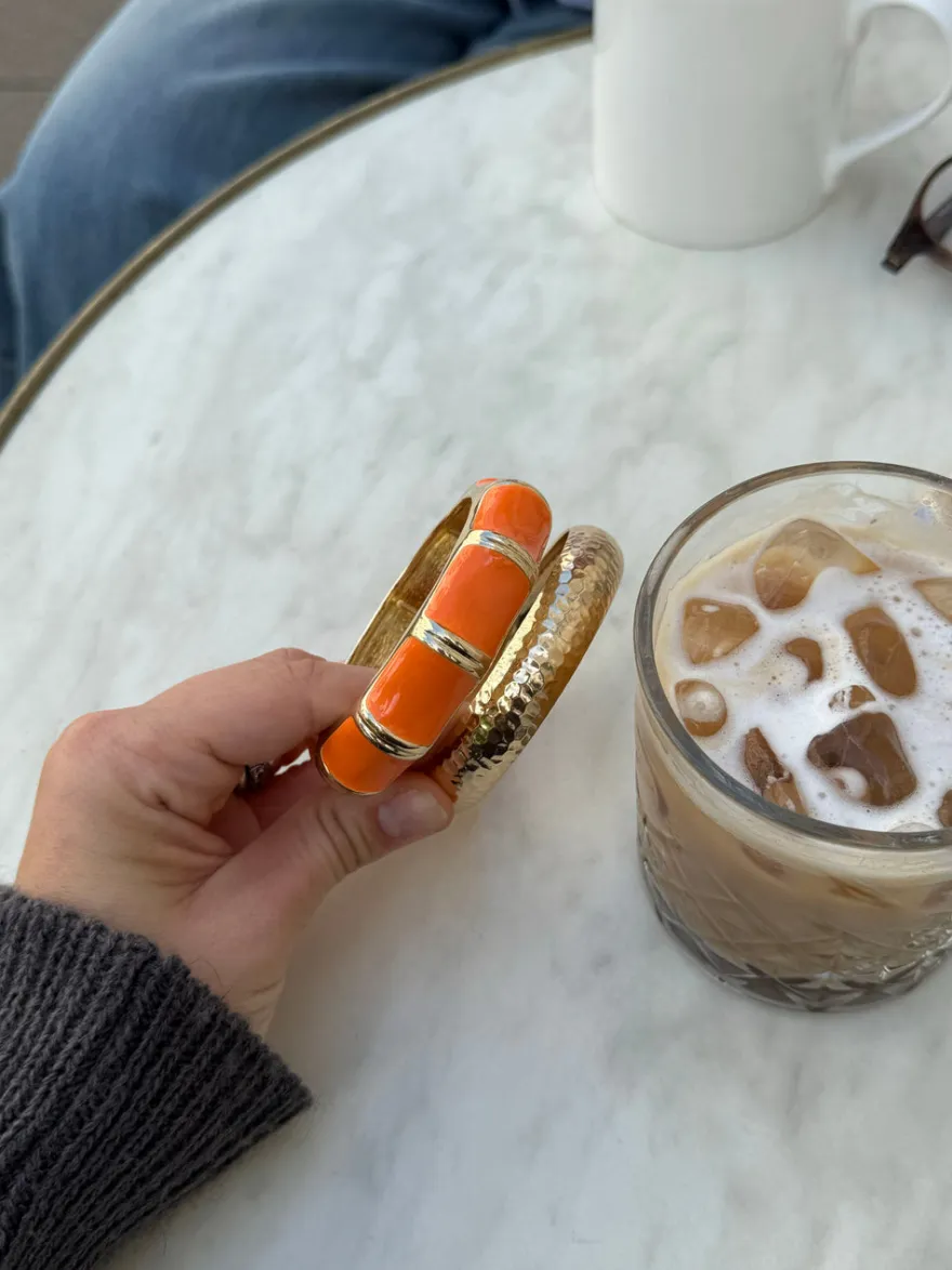 Design By Si Ebony armbånd med striber - Orange/guld Discount