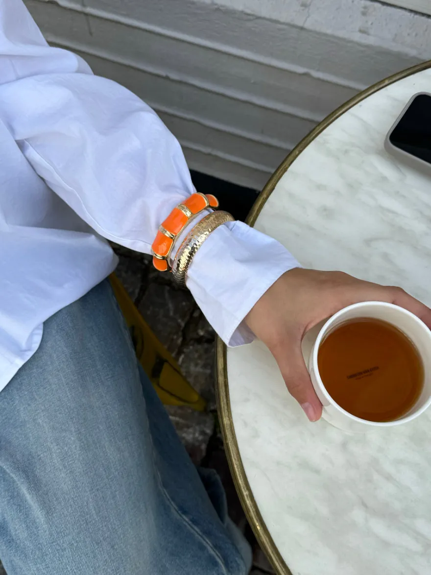 Design By Si Ebony armbånd med striber - Orange/guld Discount