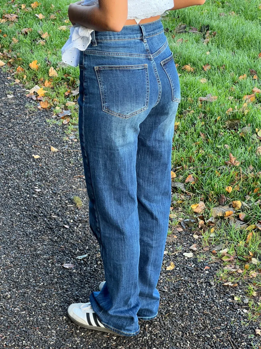 Design By Si Edelina flare jeans - Blå denim Sale