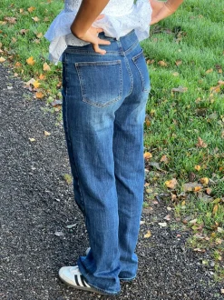 Design By Si Edelina flare jeans - Blå denim Sale