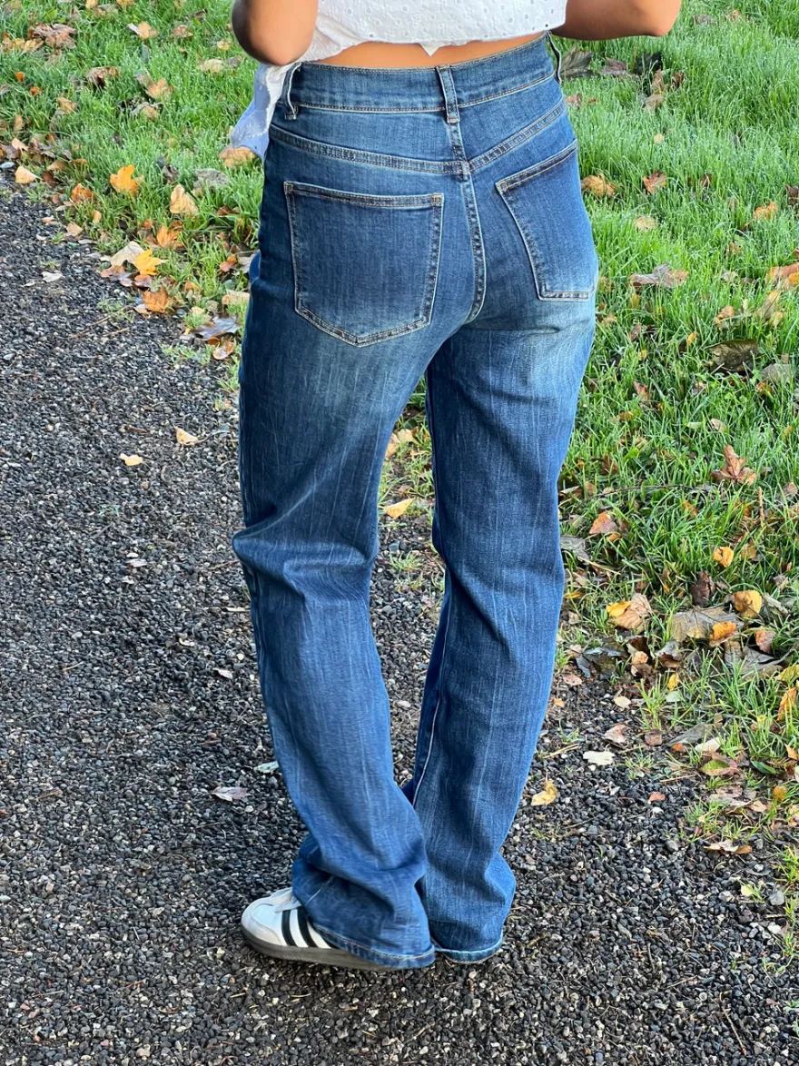 Design By Si Edelina flare jeans - Blå denim Sale