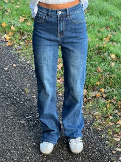 Design By Si Edelina flare jeans - Blå denim Sale