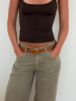 Design By Si Edge bælte - Brun/guld Outlet
