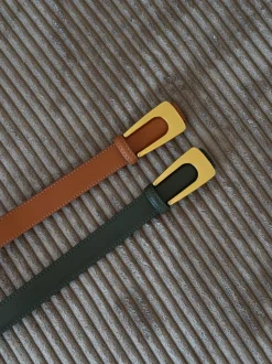 Design By Si Edge bælte - Brun/guld Outlet