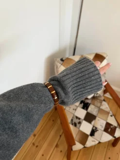Design By Si Eivora armbånd med striber - Brun/guld Best