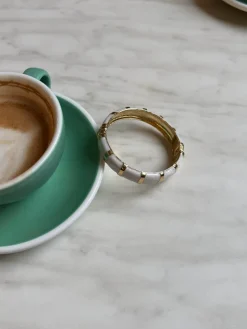Design By Si Eivora armbånd med striber - Perlemor/guld Discount