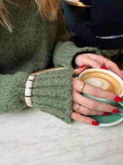 Design By Si Eivora armbånd med striber - Perlemor/guld Discount