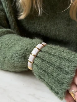 Design By Si Eivora armbånd med striber - Perlemor/guld Discount