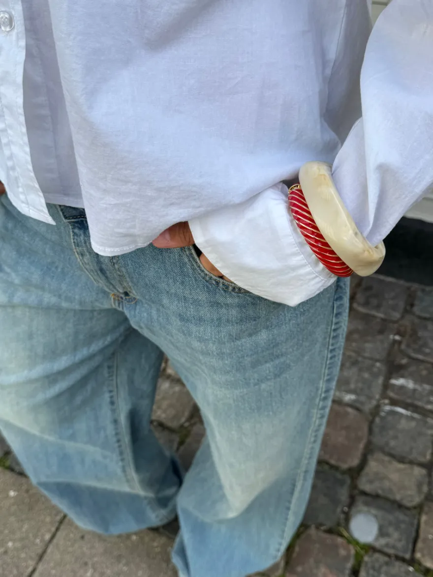 Design By Si Eivora armbånd med striber - Rød/guld Sale