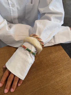 Design By Si Eivora armbånd med striber - Rosa/lyserød/brun/guld Hot