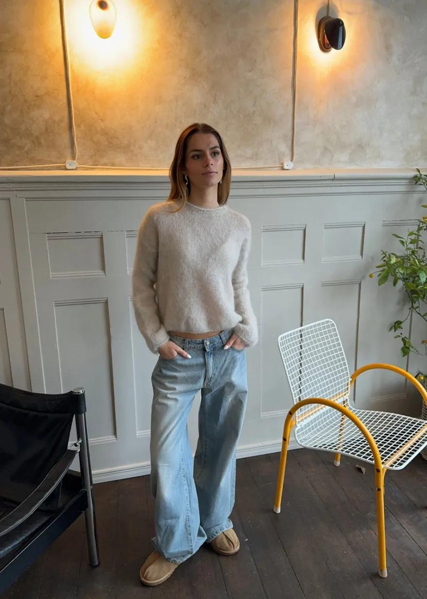 Design By Si Elara mohair striktrøje - Beige Best