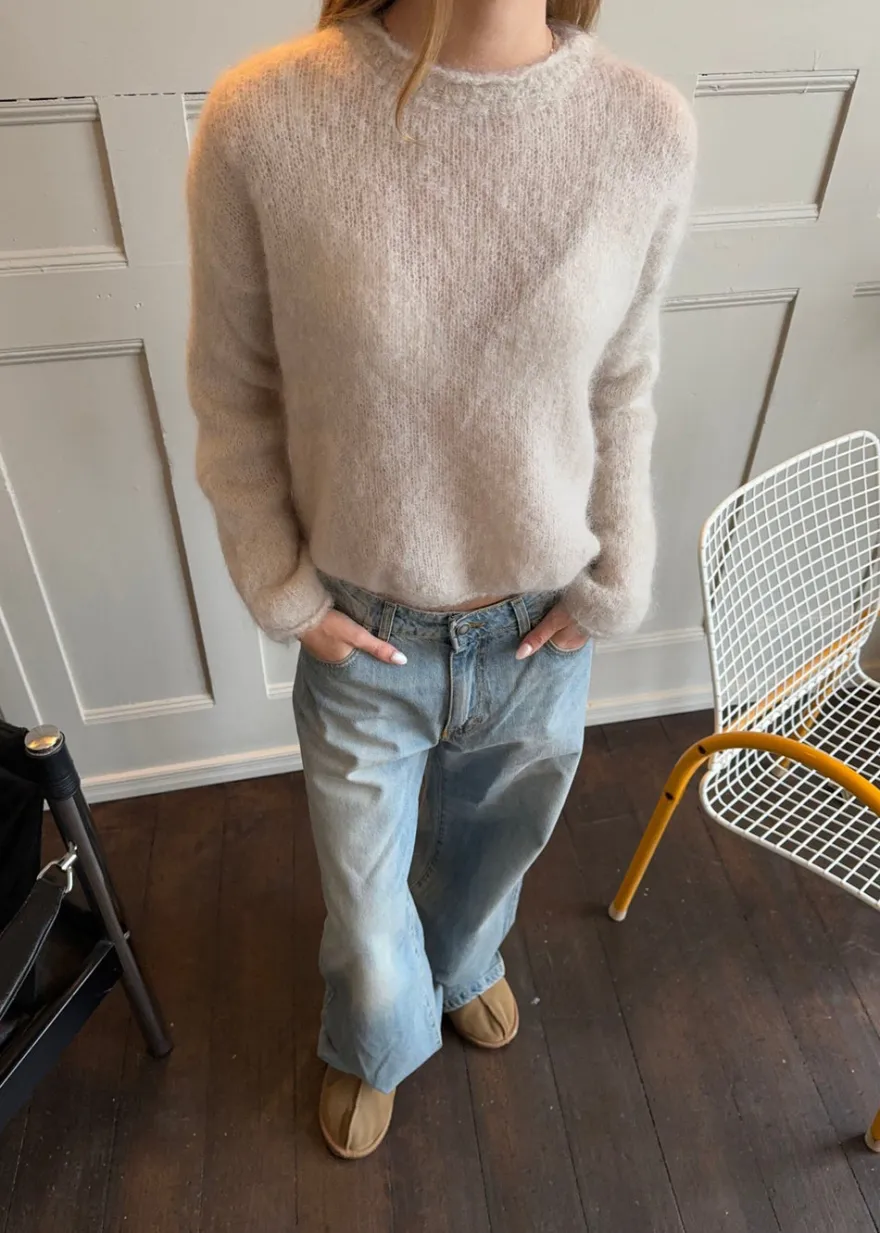 Design By Si Elara mohair striktrøje - Beige Best