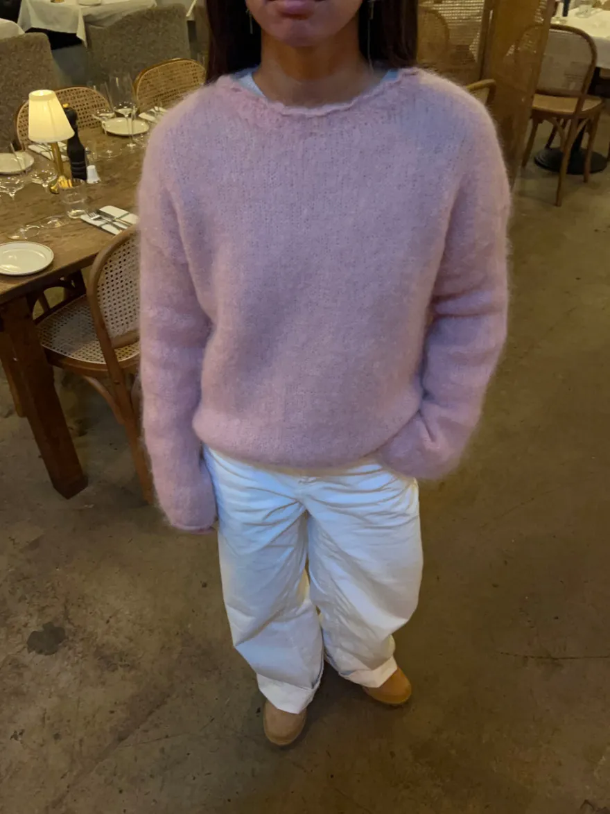 Design By Si Elara striktrøje i mohair - Lyserød Outlet