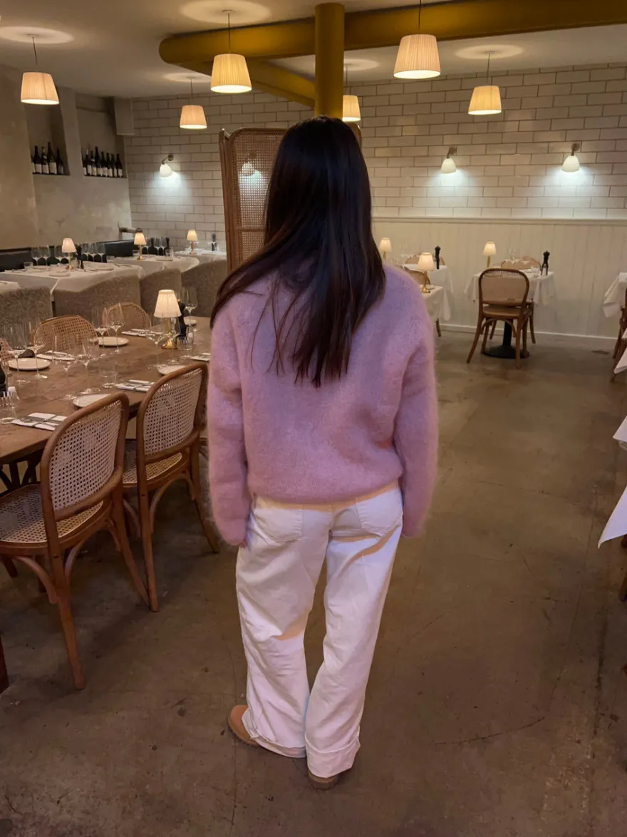 Design By Si Elara striktrøje i mohair - Lyserød Outlet