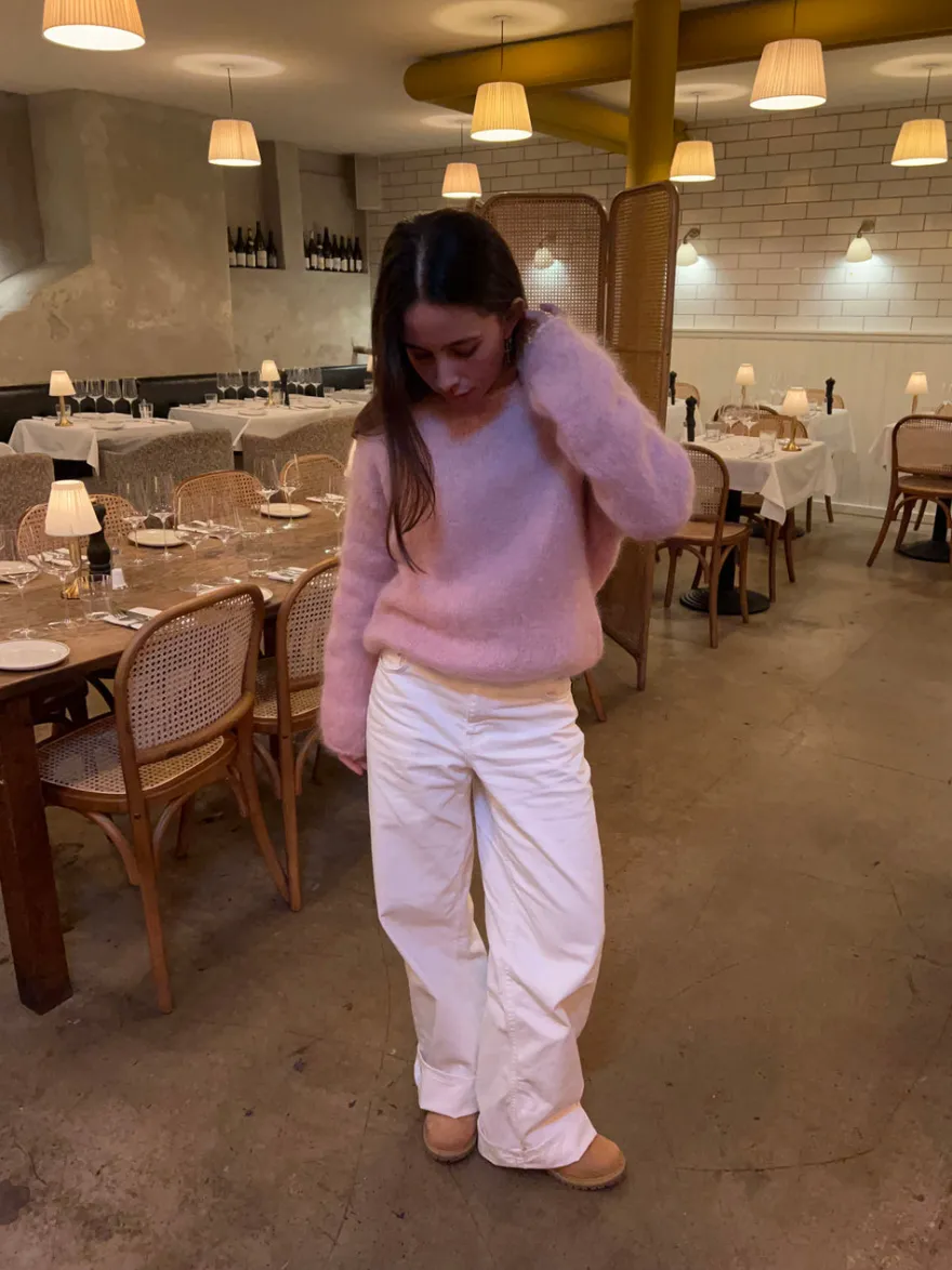 Design By Si Elara striktrøje i mohair - Lyserød Outlet
