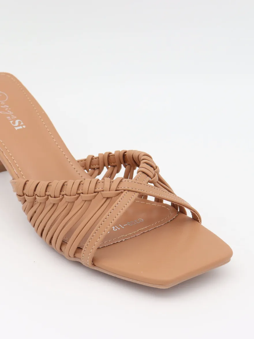 Design By Si Elba mules med fletdetaljer - Beige Outlet