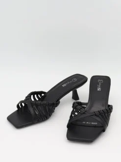 Design By Si Elba mules med fletdetaljer - Sort Discount
