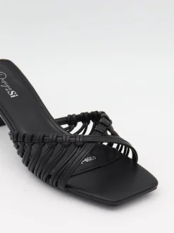 Design By Si Elba mules med fletdetaljer - Sort Discount