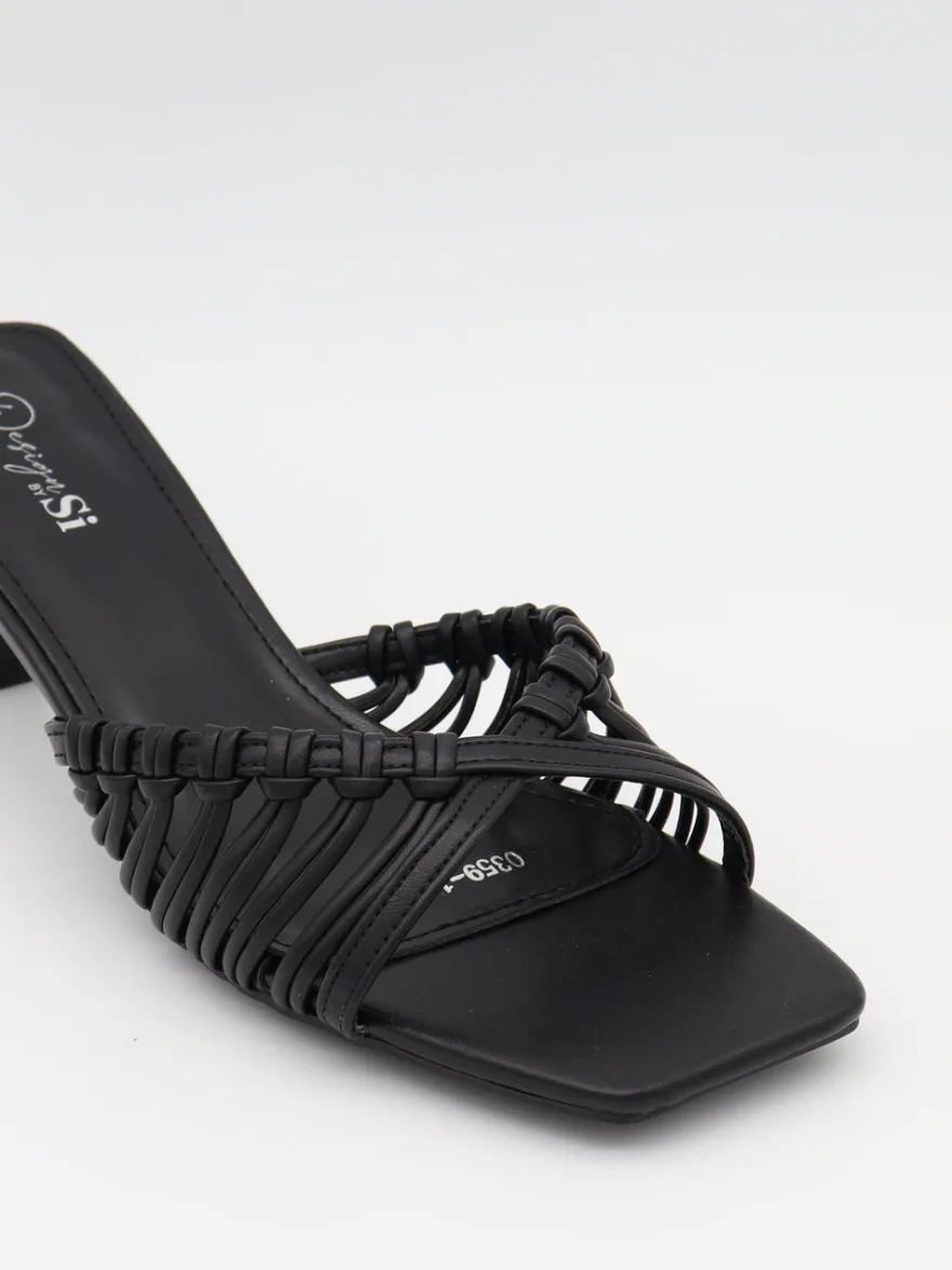 Design By Si Elba mules med fletdetaljer - Sort Discount