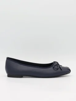 Design By Si Eline ballerinaer med detaljer - Mørk Navy Online
