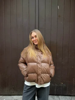 Design By Si Elin pufferjakke - Brun Discount