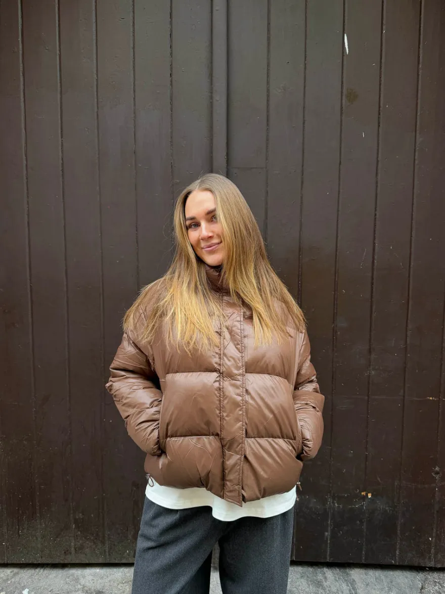 Design By Si Elin pufferjakke - Brun Discount