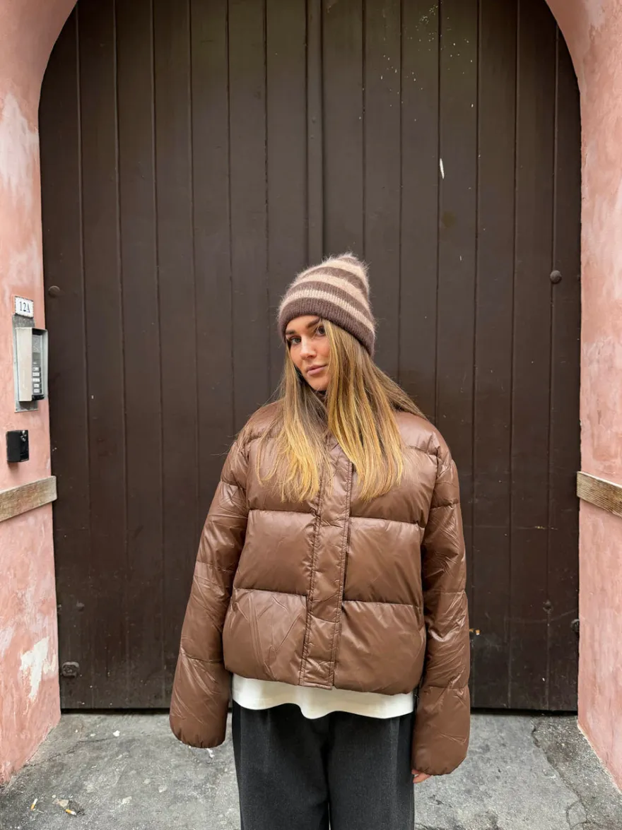 Design By Si Elin pufferjakke - Brun Discount